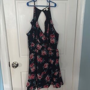 Miami Navy and Pink Floral Ruffle Dress